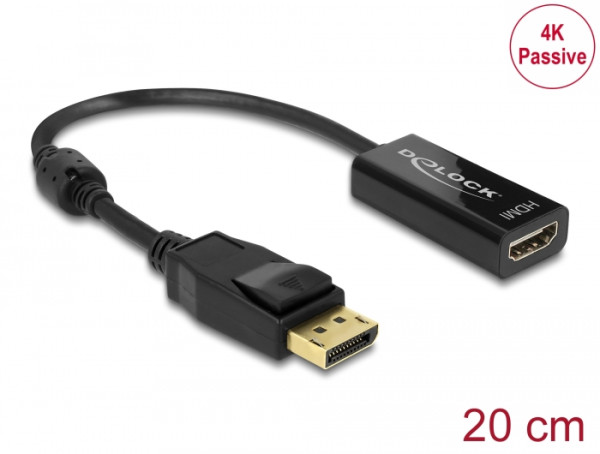DeLOCK 62609 Videokabel-Adapter 0,2 m DisplayPort HDMI Schwarz (62609)