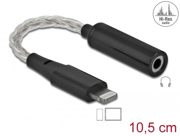 DeLOCK 66317 Handykabel Schwarz 0,105 m 3.5mm Lightning (66317)