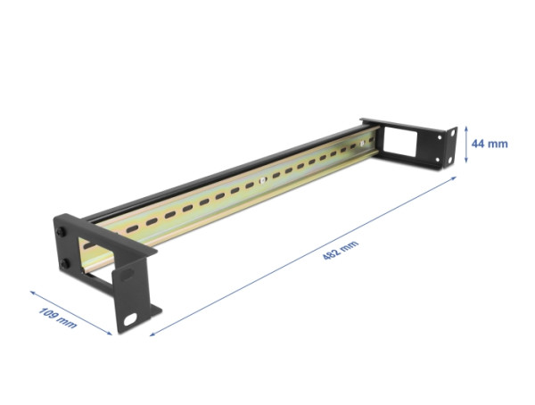DeLOCK 19″ Hutschienenpanel mit seitlicher Kabeldurchführung 1 HE schwarz (67031)