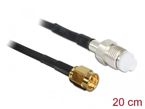 DeLOCK 88596 Koaxialkabel RG-174 0,2 m SMA FME Schwarz (88596)