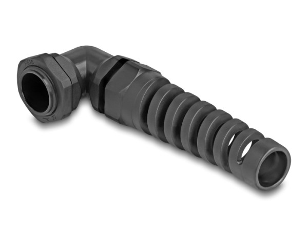 DeLOCK Kabelverschraubung mit Zugentlastung 90° gewinkelt PG16 schwarz (60587)