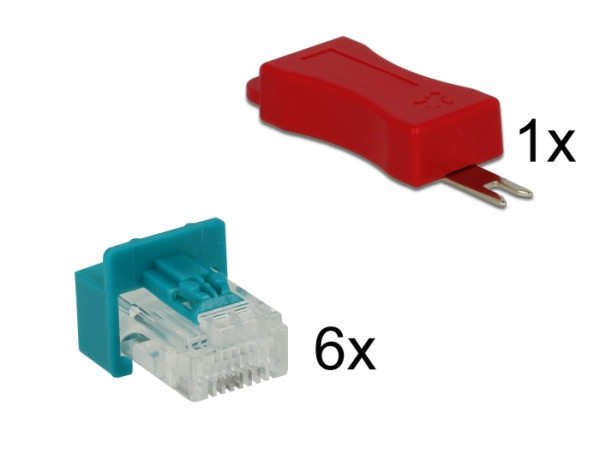DeLOCK 86425 Schnittstellenblockierung Türblockierschlüssel RJ-45 Rot 6 Stücke (86425)