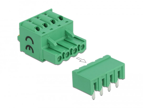 DeLOCK Terminalblock Set für Platine 4 Pin 5,08 mm Rastermaß horizontal (66506)