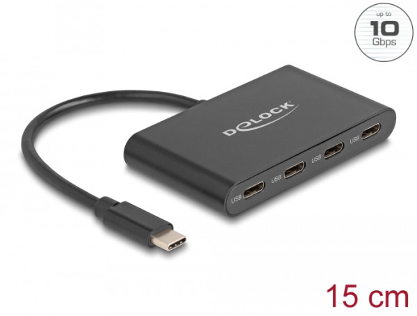 DeLOCK USB 3.2 Gen 2 USB Type-C Hub mit 4 x USB Type-C Buchse - 10 Gbps (64129)