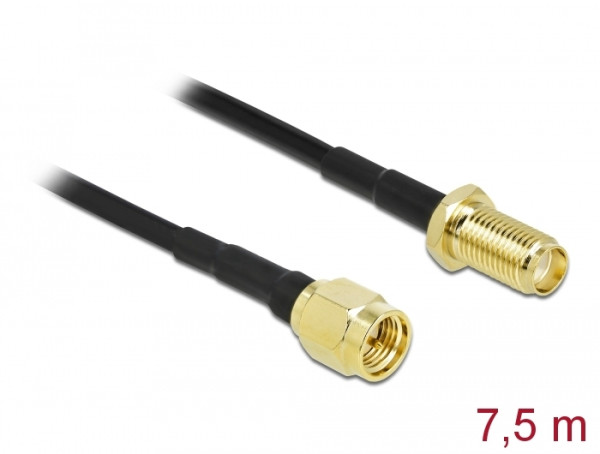 DeLOCK Antennenkabel SMA Stecker zu SMA Buchse LMR/CFD100 7,5 m low loss (90448)