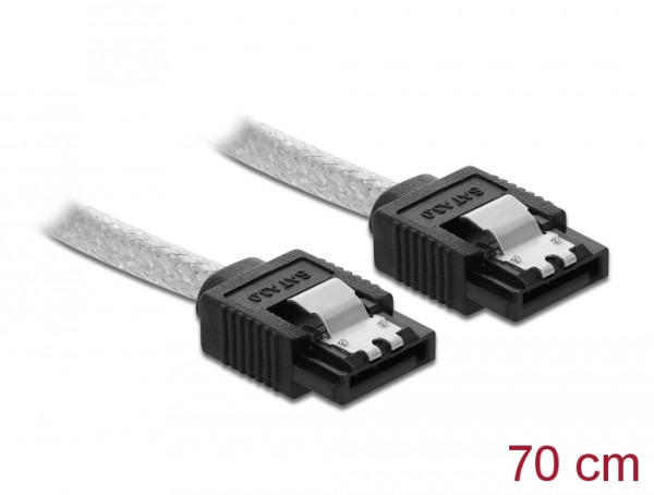 DeLOCK 85343 SATA-Kabel 0,7 m SATA 7-pin Schwarz, Transparent (85343)