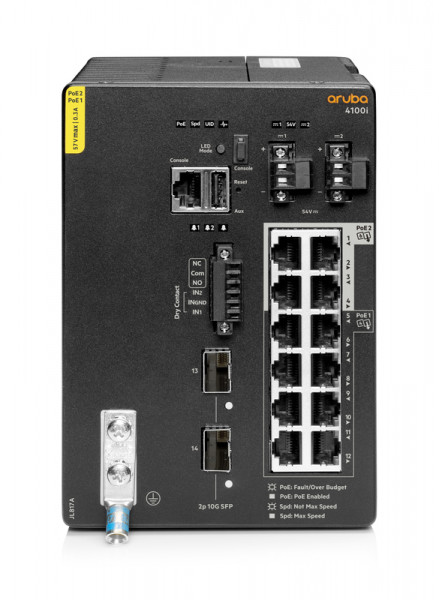 HPE Aruba 4100i 12G CL4/6 POE 2SFP+ DIN Switch (JL817A)