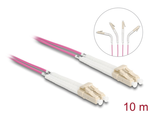 DeLOCK LWL Kabel LC Duplex zu LC Duplex Multimode OM4 winkelbar 10 m (88091)