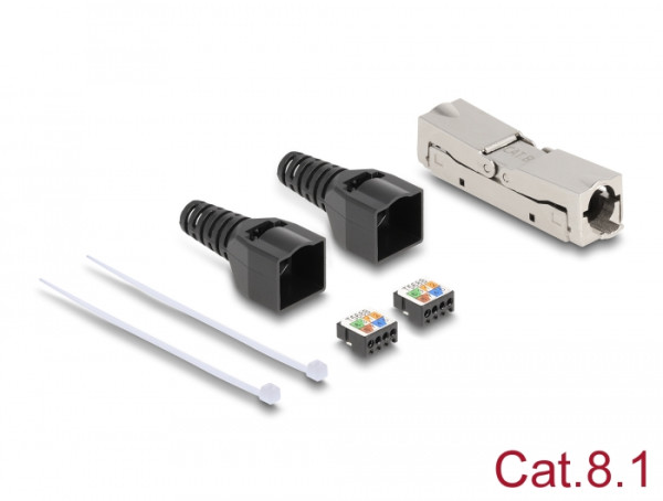 DeLOCK RJ45 Verbinder LSA zu LSA mit Knickschutztülle Cat.8.1 werkzeugfrei (87096)