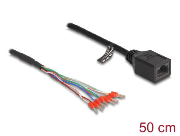 DeLOCK Kabel RJ45 Buchse zu Aderendhülsen Cat.5e 50 cm schwarz (88005)