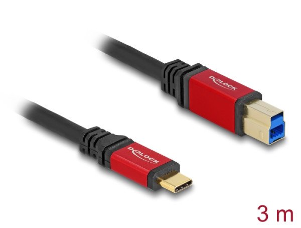 DeLOCK USB 5 Gbps Kabel USB Type-C Stecker zu USB Typ-B Stecker 3 m rot Metall (80614)