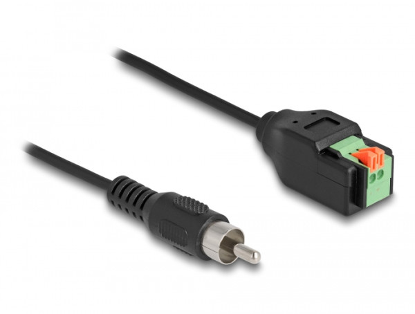 DeLOCK Kabel Cinch Stecker zu Terminalblock Adapter mit Drucktaster 15 cm (66254)