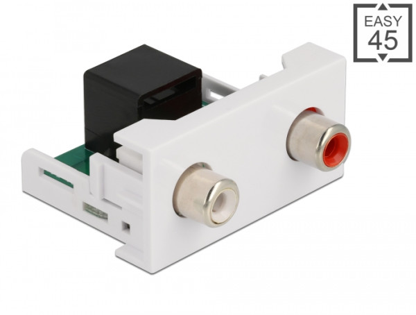 DeLOCK Easy 45 Modul 2 x Cinch Buchse zu RJ45 Buchse 22,5 x 45 mm (81341)