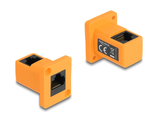 DeLOCK D-Typ Modul RJ45 Buchse zu Buchse 90° gewinkelt orange (87997)
