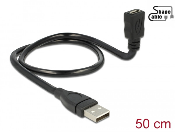 DeLOCK 0.5m, USB2.0-A/USB2.0 Micro-B USB Kabel 0,5 m USB A Micro-USB B Schwarz (83922)