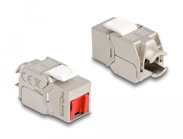 DeLOCK Keystone Modul RJ45 Buchse zu LSA Cat.6A werkzeugfrei mit roter Staubschutzkappe (87952)