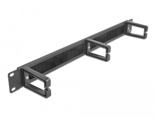 DeLOCK 19″ Kabelmanagement Bürstenleiste mit 3 Bügeln 1 HE schwarz (66488)