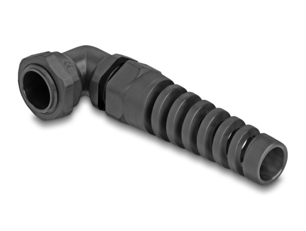 DeLOCK Kabelverschraubung mit Zugentlastung 90° gewinkelt PG13,5 schwarz (60585)