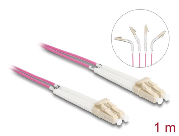 DeLOCK LWL Kabel LC Duplex zu LC Duplex Multimode OM4 winkelbar 1 m (88087)