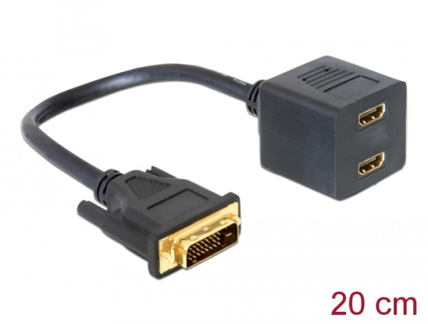 DeLOCK Adapter DVI 25 male > 2x HDMI female 0,2 m DVI-D 2 x HDMI Schwarz (65069)