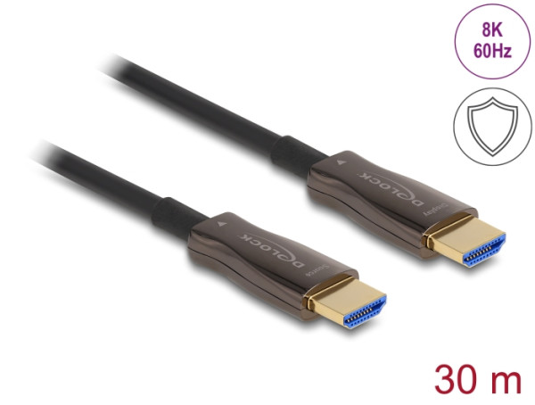 DeLOCK Aktives Optisches HDMI Kabel mit Metallarmierung 8K 60 Hz 30 m (86031)