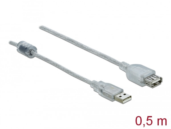 DeLOCK 0.5m, 2xUSB2.0-A USB Kabel USB 2.0 0,5 m USB A Transparent (83880)