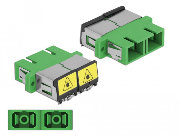 DeLOCK LWL Kupplung mit Laserschutzklappe SC Duplex Buchse zu SC Duplex Buchse Singlemode grün (86892)