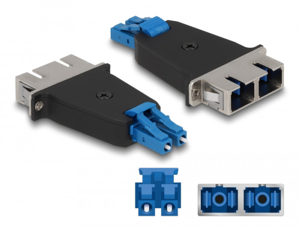 DeLOCK LWL Hybrid Kupplung LC Duplex Stecker zu SC Duplex Buchse blau (87947)
