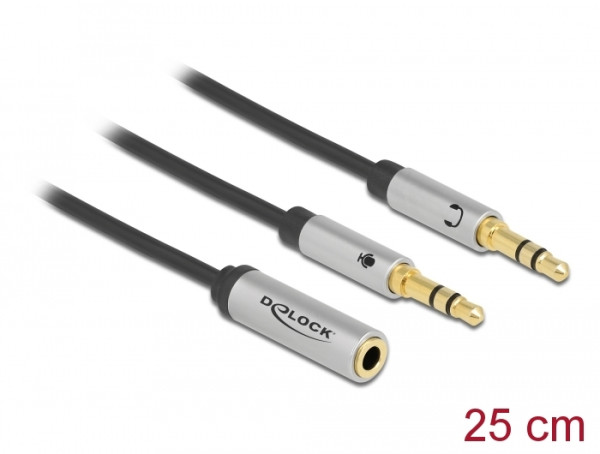 DeLOCK Headset Adapter 1 x 3,5 mm 4 Pin Klinkenbuchse zu 2 x 3,5 mm 3 Pin Klinkenstecker CTIA (66740)