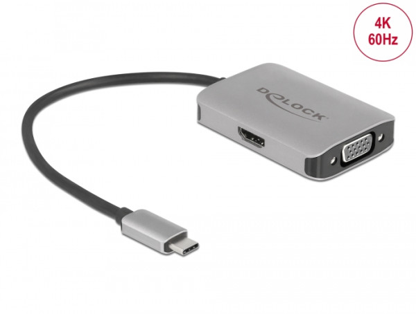 DeLOCK USB Type-C Splitter DP Alt Mode > 1 x HDMI + 1 x VGA out (87776)