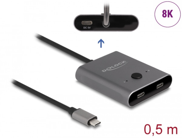 DeLOCK USB 10 Gbps USB Type-C Switch 2 auf 1 bidirektional 8K (11500)