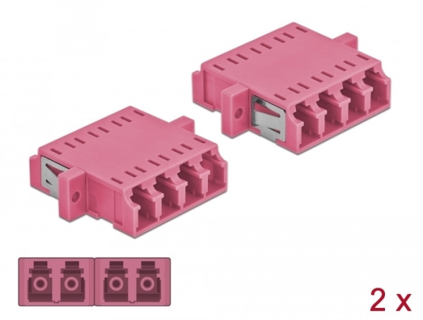 DeLOCK LWL Kupplung LC Quad Buchse zu LC Quad Buchse Multimode 2 Stück violett (86542)