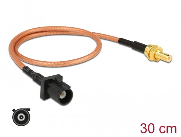 DeLOCK 89676 Koaxialkabel RG-316 0,3 m FAKRA A SMB Schwarz, Braun, Gold (89676)