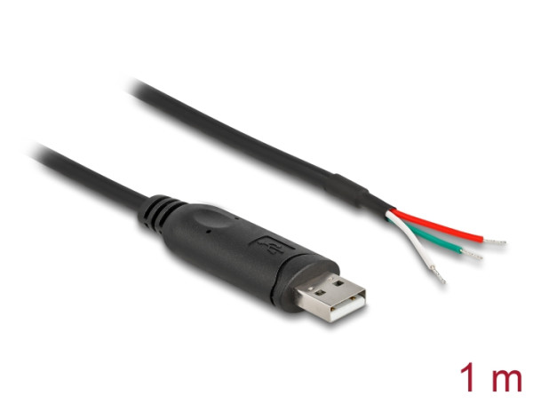 DeLOCK Adapterkabel USB 2.0 Typ-A zu seriell RS-485 3 x offene Kabelenden 1 m (63508)