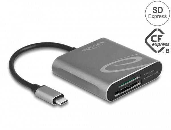 DeLOCK USB Type-C Card Reader für SD Express und CFexpress Speicherkarten (91000)