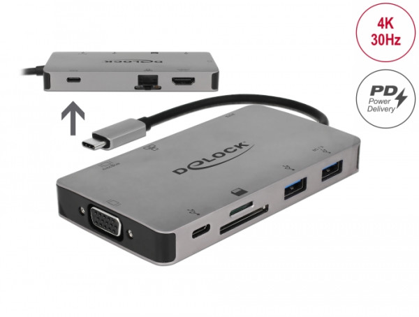 DeLOCK 87735 laptop-dockingstation & portreplikator Kabelgebunden USB 3.2 Gen 1 3.1 Gen 1 Type-C Grau (87735)