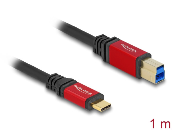 DeLOCK USB 5 Gbps Kabel USB Type-C Stecker zu USB Typ-B Stecker 1 m rot Metall (80612)