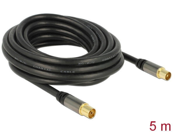 DeLOCK 88925 Koaxialkabel RG-6/U 5 m IEC Schwarz (88925)