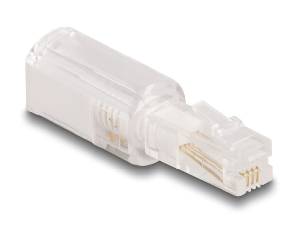 DeLOCK Telefonkabel-Verdrehschutz Adapter RJ10 Stecker zu RJ10 Buchse transparent / weiß (88169)