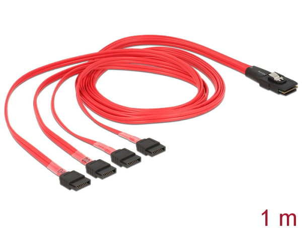 DeLOCK Sata 4x 1m SCSI-Kabel Rot (83074)