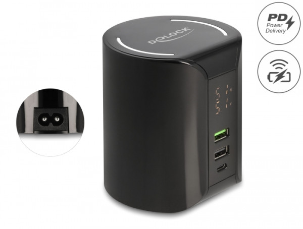 DeLOCK USB und kabelloses Ladegerät 1 x USB Type-C PD + 2 x USB Typ-A mit 58 W (41441)