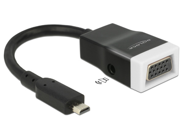 DeLOCK 65589 Videokabel-Adapter HDMI Typ D Mikrofon VGA D-Sub + 3.5mm Schwarz (65589)