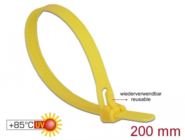 DeLOCK 18759 Kabelbinder Lösbarer Kabelbinder Nylon Gelb 100 Stücke (18759)