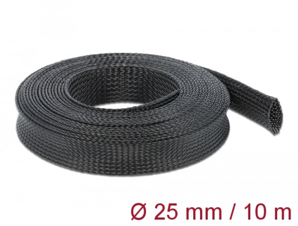 DeLOCK Geflechtschlauch dehnbar 10 m x 25 mm schwarz (18904)