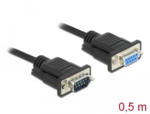 DeLOCK Seriell Kabel RS-232 D-Sub9 Stecker zu Buchse mit schmalem Steckergehäuse 0,5 m (86613)