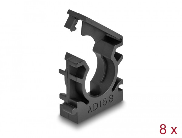 DeLOCK Kabelschlauchhalter mit Verschlussclip 15,8 mm 8 Stück schwarz (60483)