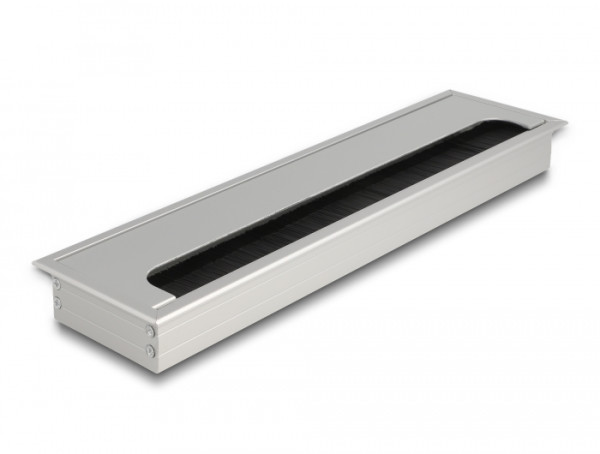 DeLOCK Kabeldurchführung für Tischeinbau mit Bürste 300 x 80 x 28 mm silber (66863)