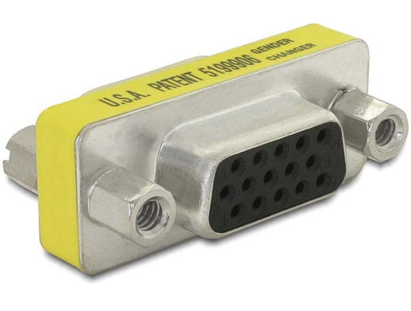 DeLOCK Adapter Gender Changer VGA female-female Sub-D 15 Gelb (65001)