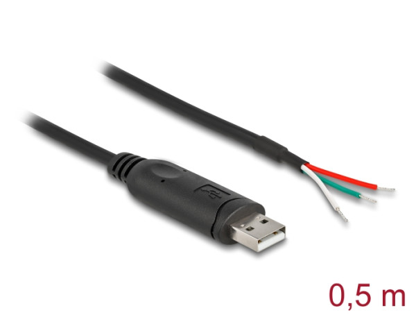 DeLOCK Adapterkabel USB 2.0 Typ-A zu seriell RS-485 3 x offene Kabelenden 0,5 m (64242)