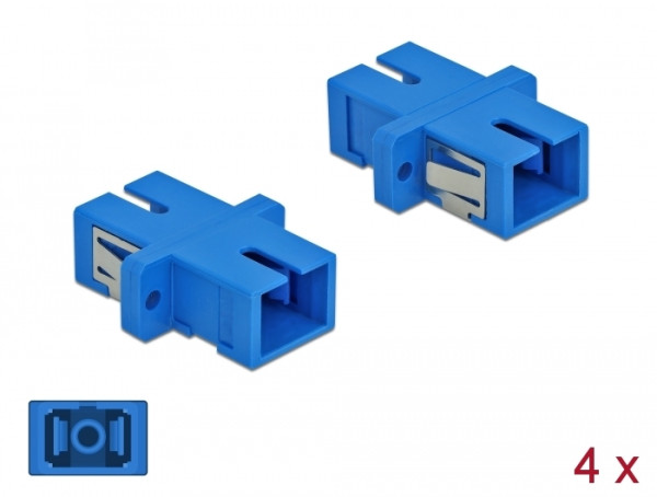 DeLOCK LWL Kupplung SC Simplex Buchse zu SC Simplex Buchse Singlemode 4 Stück blau (85990)